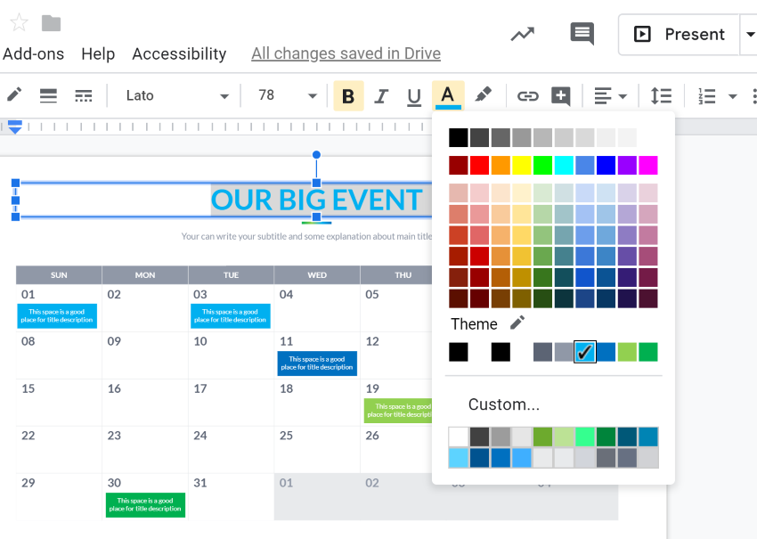 How To Quickly Customize A Google Slides Calendar Template
